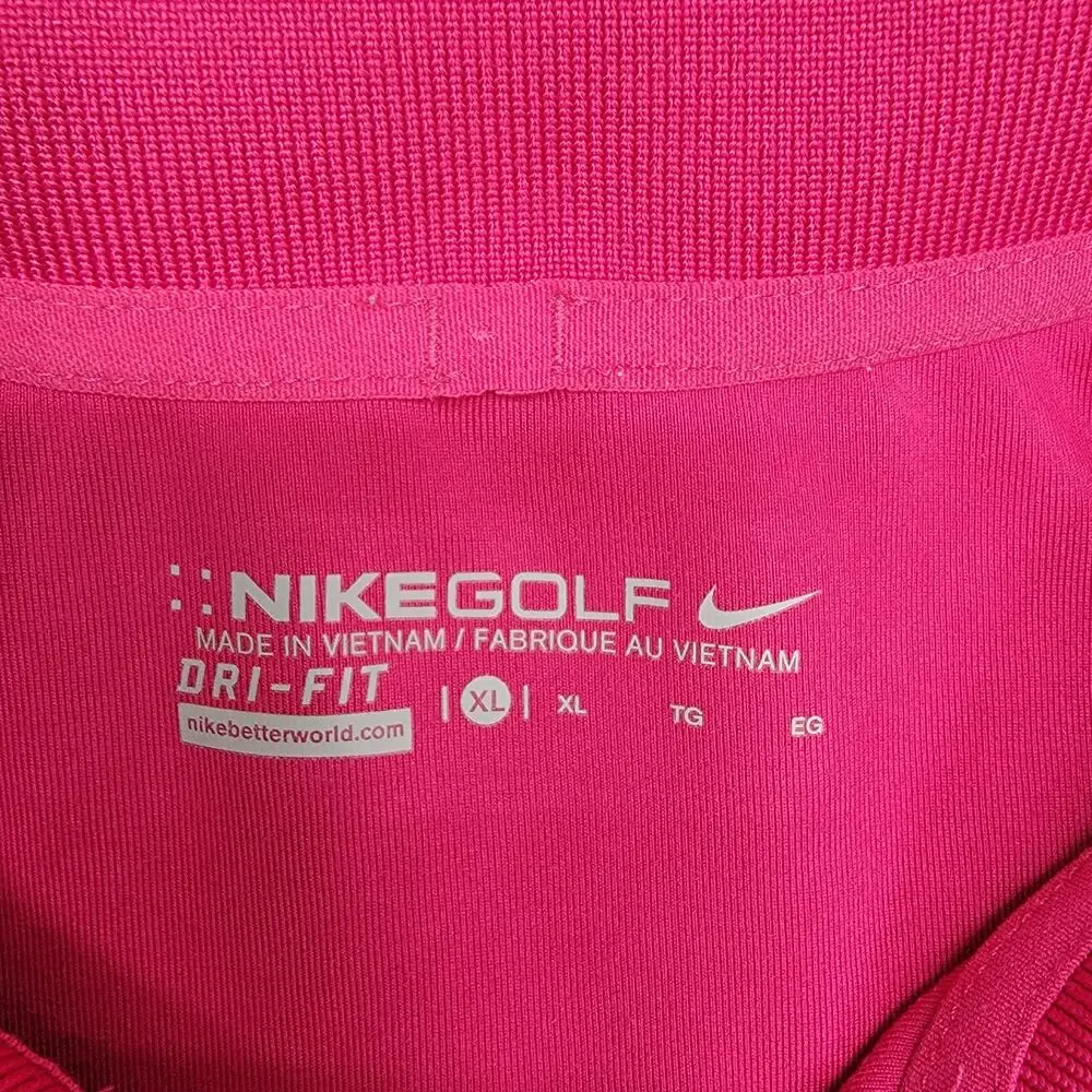 Nike Golf Dri-Fit Mens XL Pink Magenta Diagonal Stripe Short Sleeve Polo Shirt